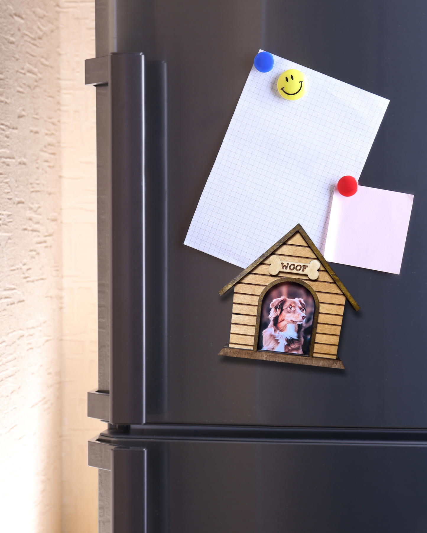 Cadre photo aimanté niche - Cadre photo magnétique en bois | Idée cadeau originale pour amoureux des chiens