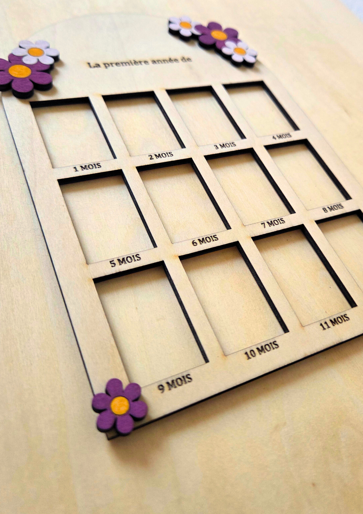 Cadre photo enfant personnalisé – Ma première année | Modèle fleurs