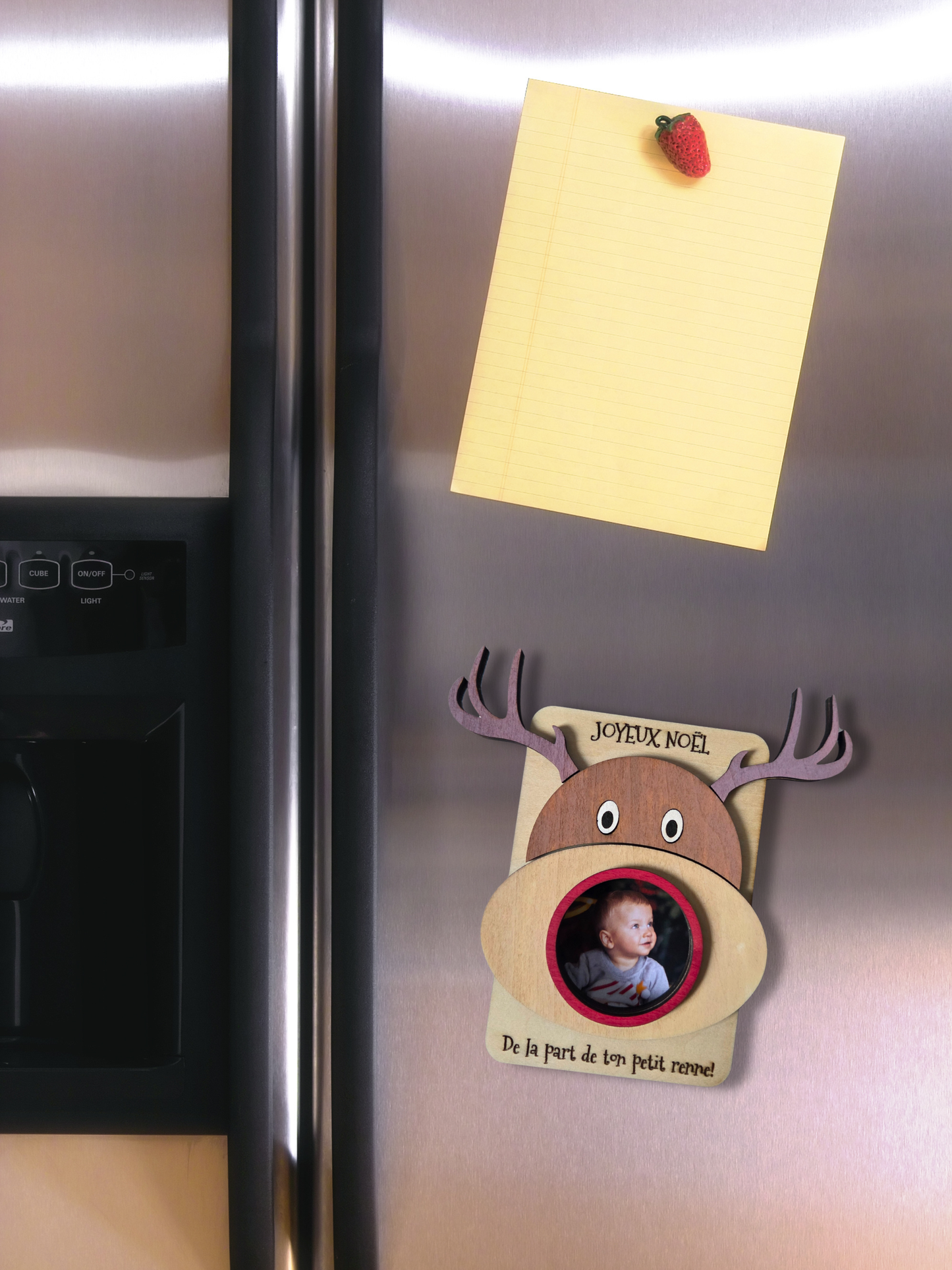 Magnet photo en bois – Modèle “Renne” | Cadre magnétique pour frigo