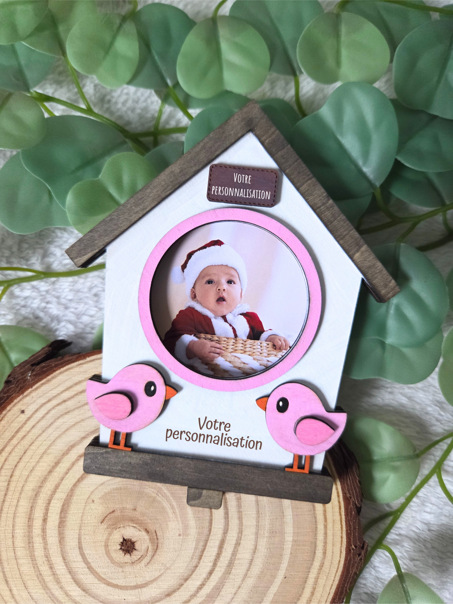 Magnet photo en bois – Modèle “Nichoir” | Cadre magnétique en relief pour frigo