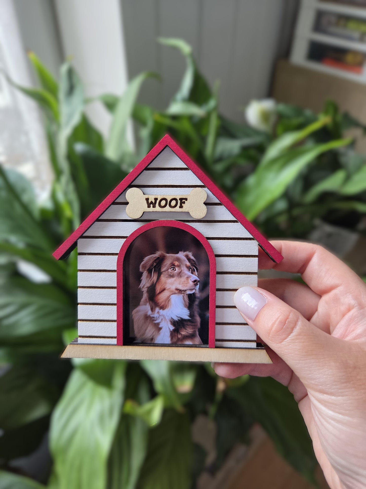 Cadre photo aimanté niche - Cadre photo magnétique en bois | Idée cadeau originale pour amoureux des chiens