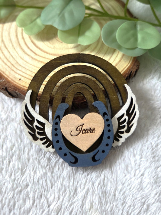 Magnet commémoratif 'Fer à cheval' personnalisé | Souvenir artisanal pour deuil animalier