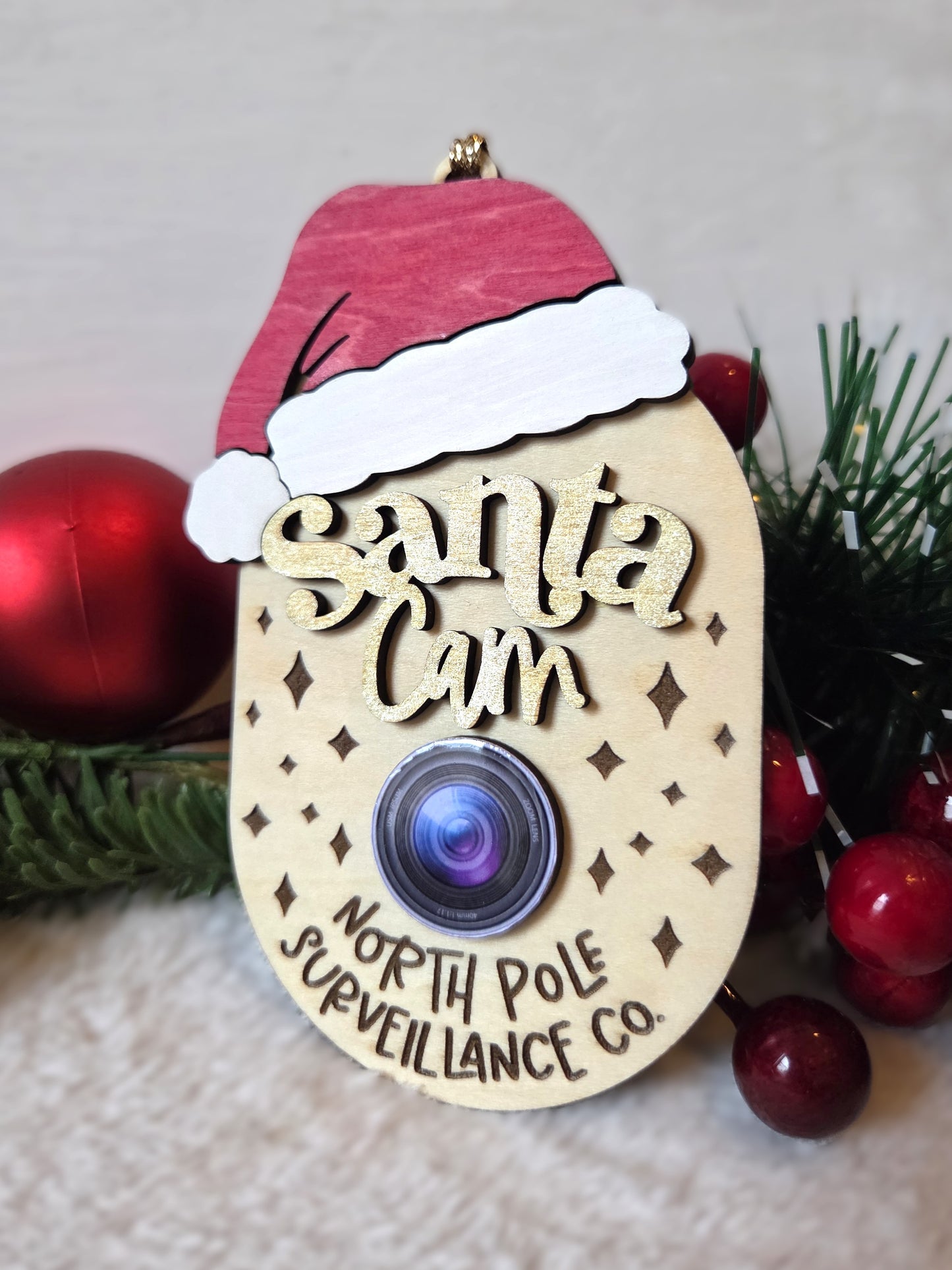 Ornement de Noël – Caméra du Père Noël “North Pole Surveillance Co.” | Santa Cam amusante