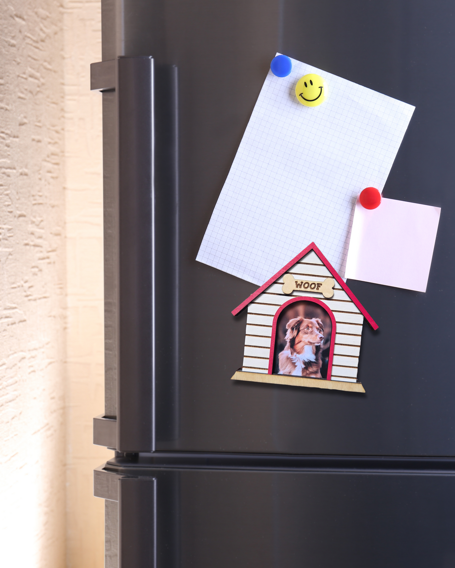 Cadre photo aimanté niche - Cadre photo magnétique en bois | Idée cadeau originale pour amoureux des chiens