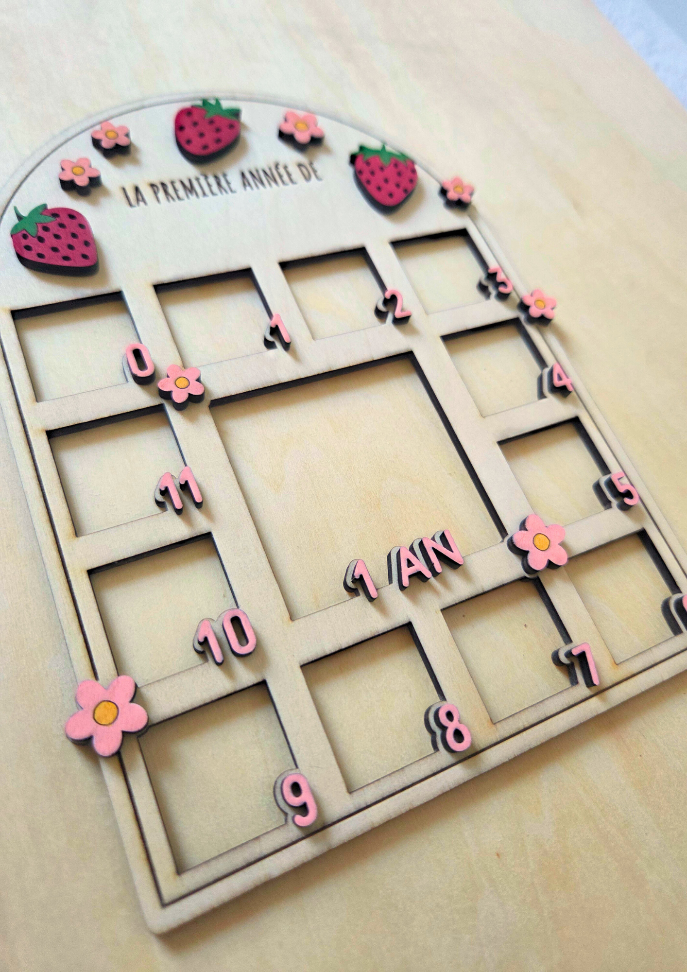 Cadre photo enfant personnalisé – Ma première année | Modèle fraises