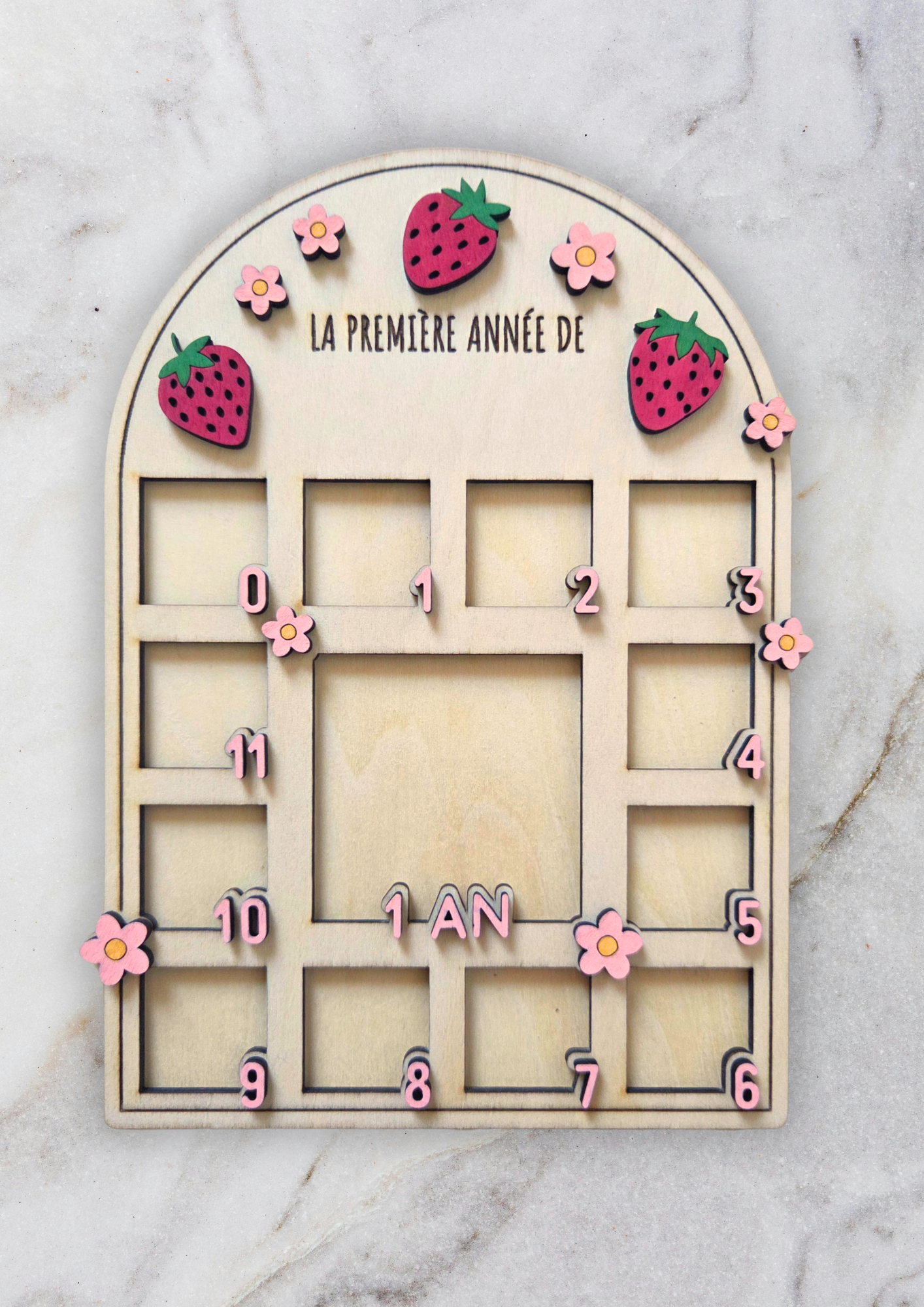 Cadre photo enfant personnalisé – Ma première année | Modèle fraises