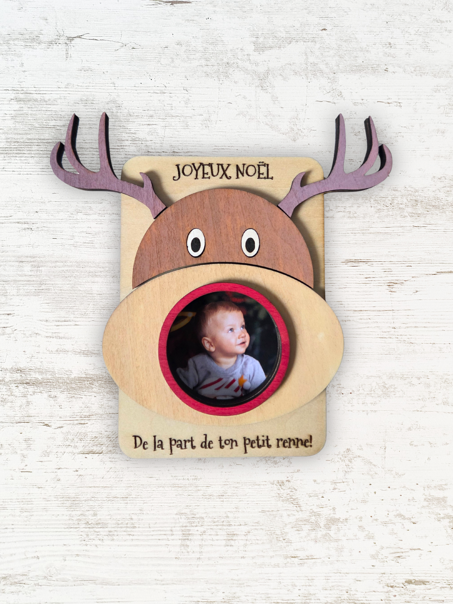 Magnet photo en bois – Modèle “Renne” | Cadre magnétique pour frigo