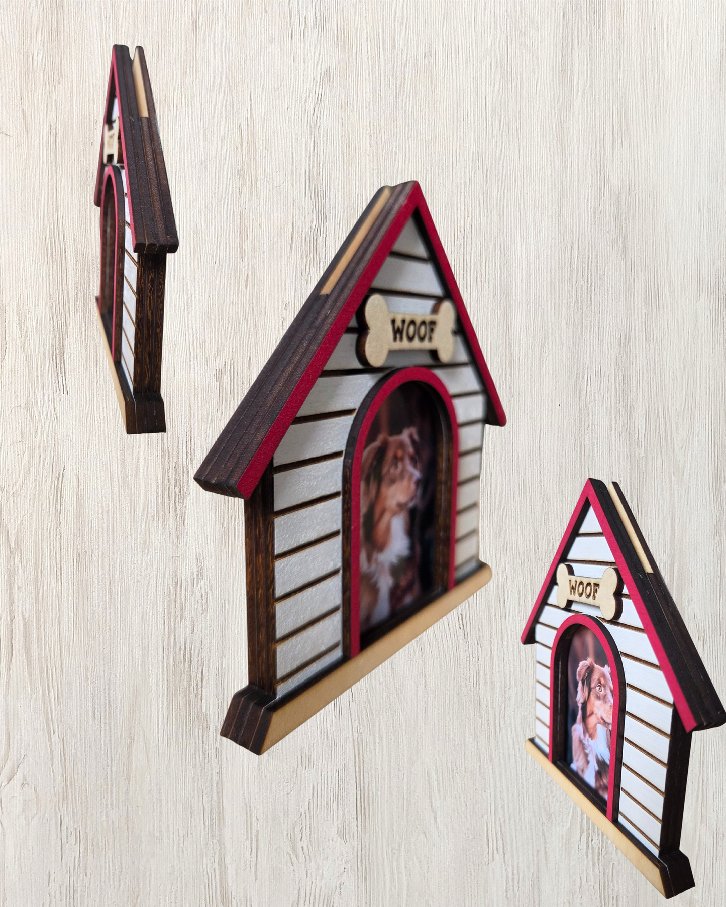 Cadre photo aimanté niche - Cadre photo magnétique en bois | Idée cadeau originale pour amoureux des chiens
